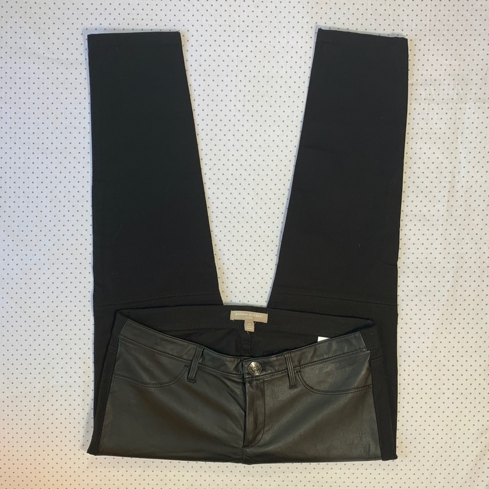 Banana Republic Sloan Black Faux Leather Front Zip Ankles Women’s Size 8P